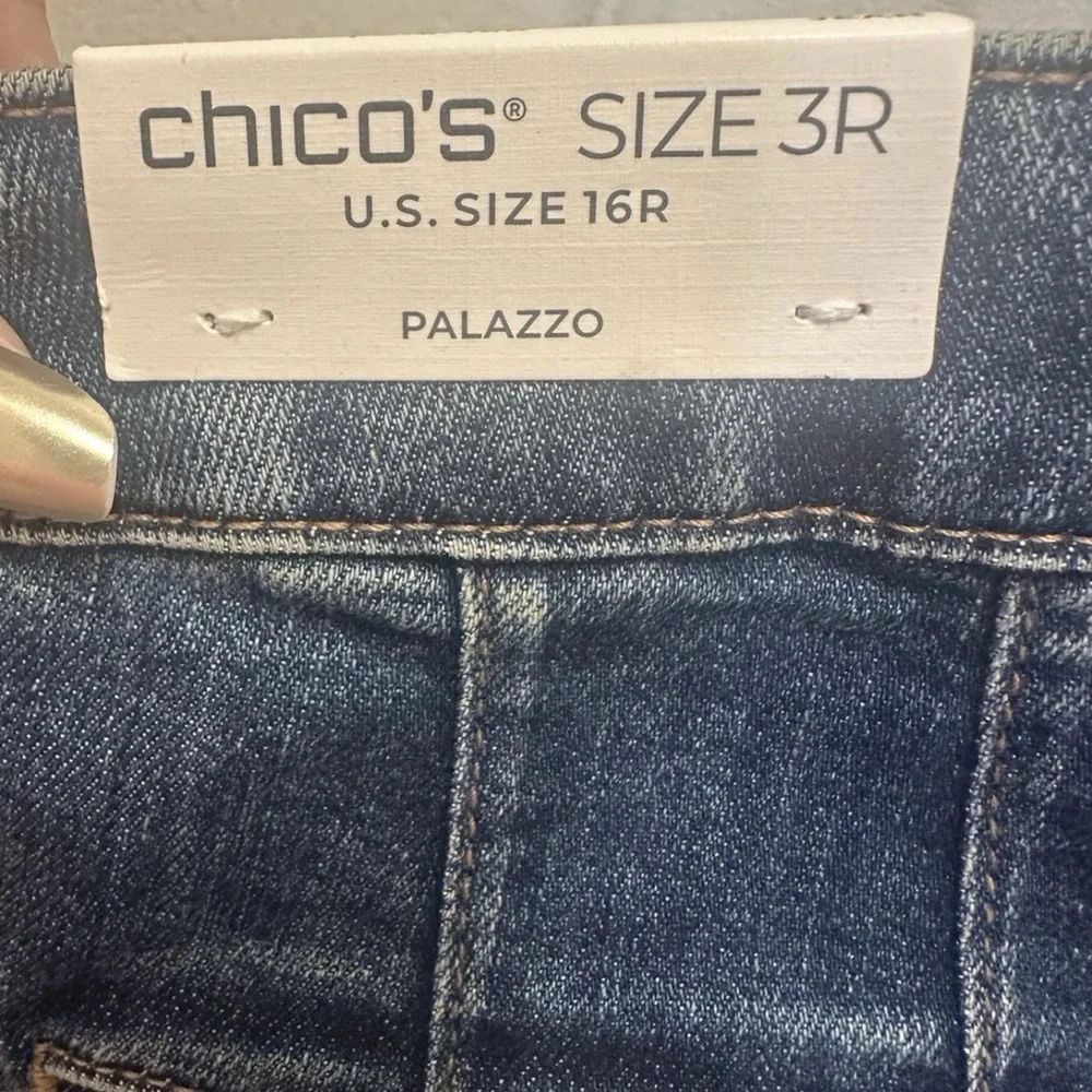 Chico's Dark Blue Flare palazzo Jeans - Picture 6 of 10